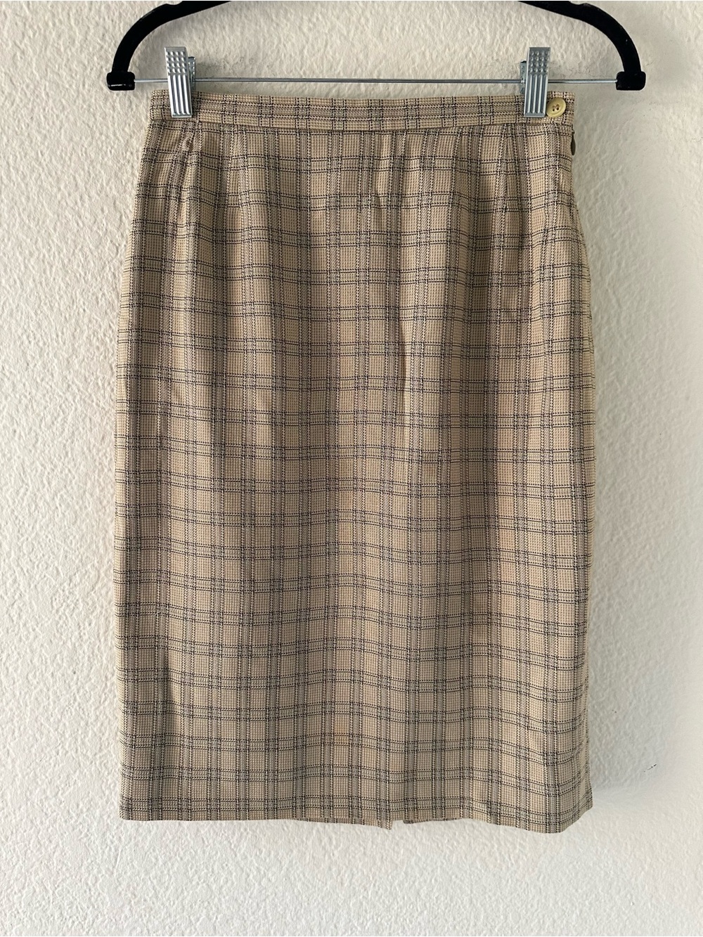 Vintage Liz Claiborne Collection Petite Plaid Midi Skirt in Brown & Beige Petite
